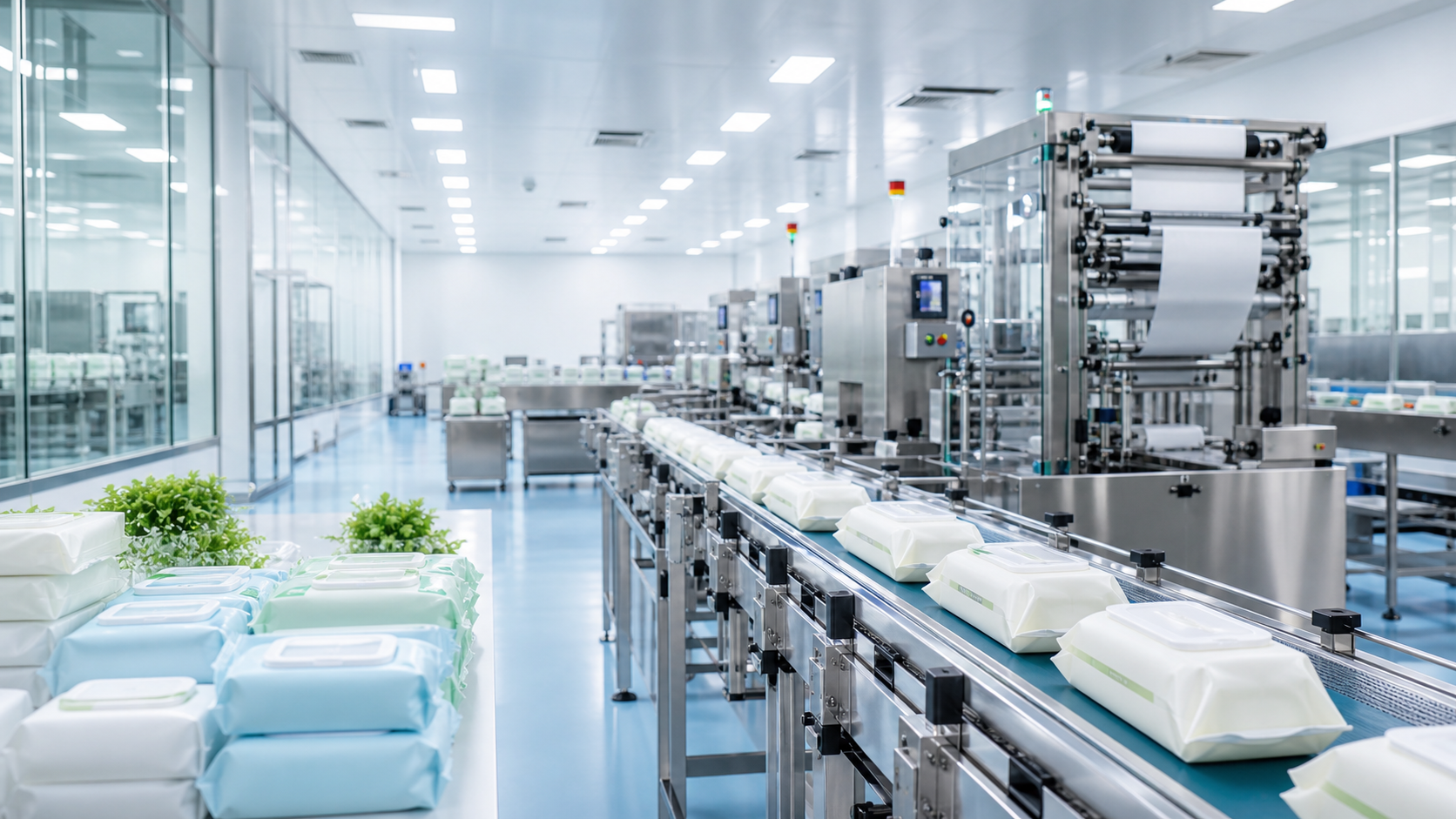 Wet wipes product manufacturing and export display